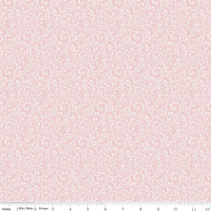 Blush, Falling in Love - Pink Swirls Yardage, Pink, White,  Riley Blake, Cotton Fabric Yardage