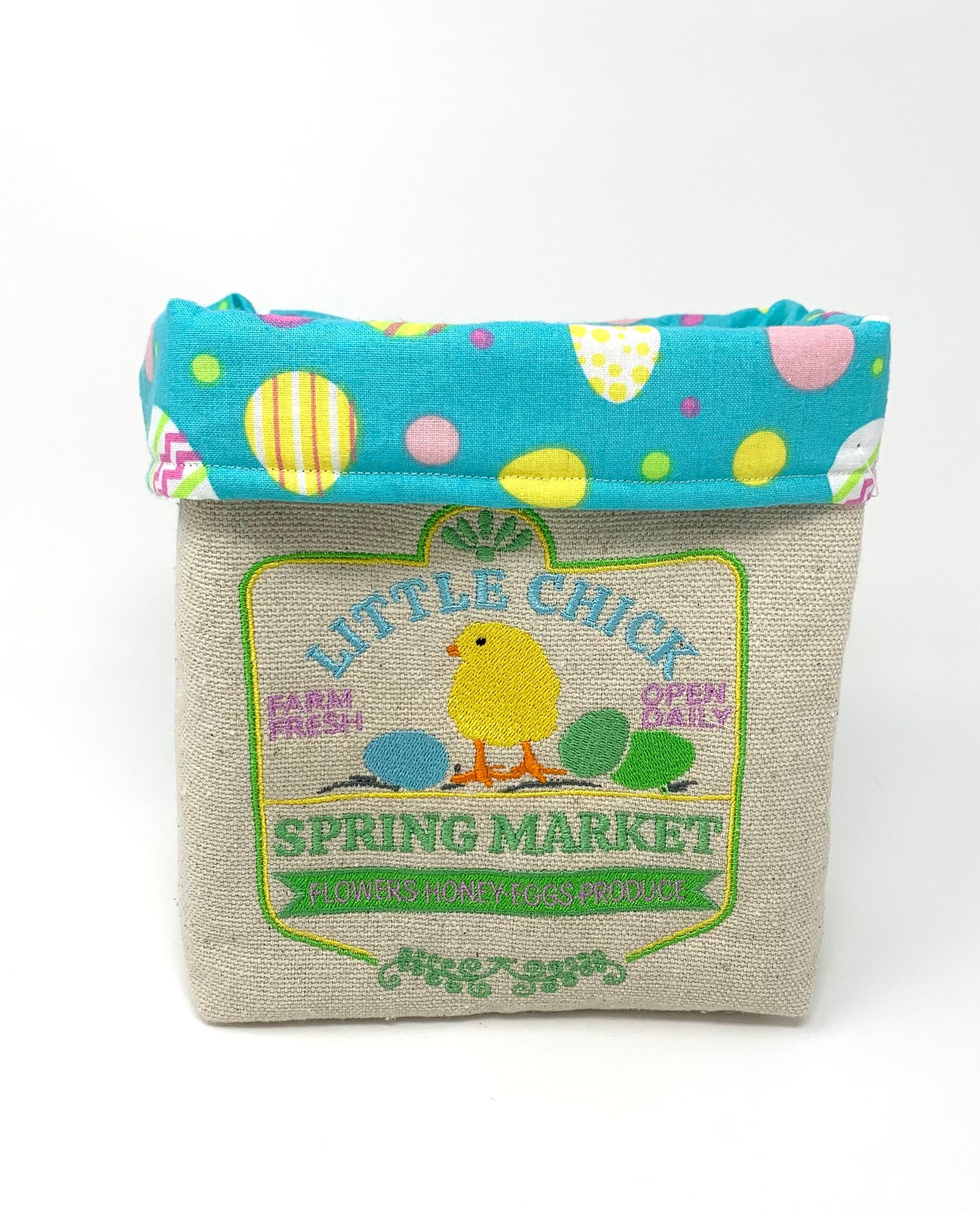 Easter Spring Fabric Bag, Baby Chick Basket, Spring Decor, Reusable, Tissue Box Holder, Floral, Handmade