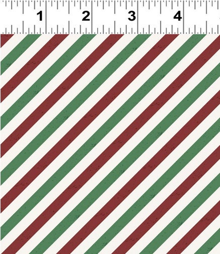 Red and White Christmas Tree Stripes Christmas Cotton Fabric