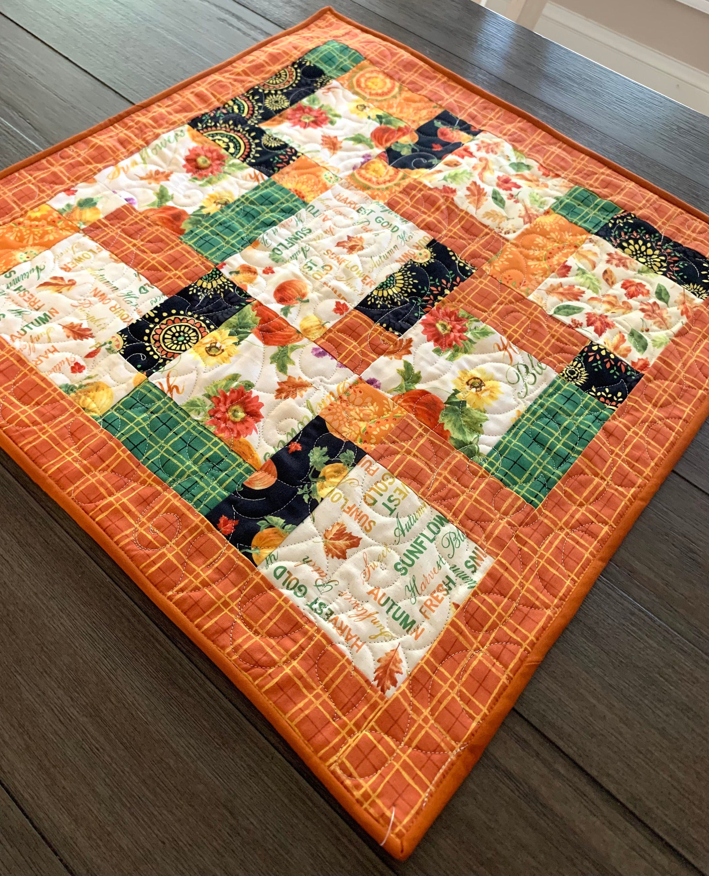 Handmade Pink, Orange cheapest and green Quilt