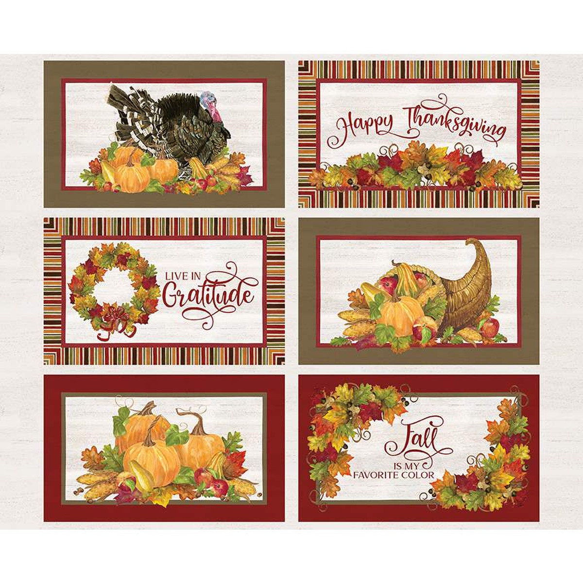 November Placemats Fabric Panel, Thanksgiving, Gratitude, Riley Blake, Fall, Red, Yellow, Orange