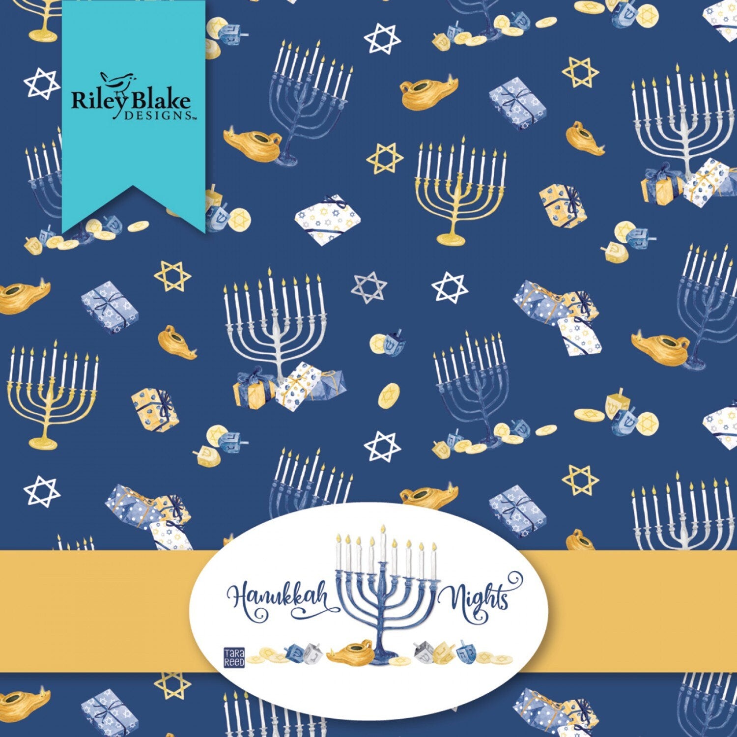 Hanukkah 5 inch Fabric Squares, Charm Pack, Hanukkah Nights, 42 Fabric Squares Total, Riley Blake