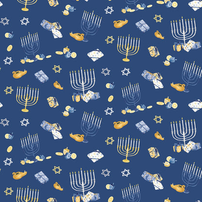 Hanukkah 5 inch Fabric Squares, Charm Pack, Hanukkah Nights, 42 Fabric Squares Total, Riley Blake