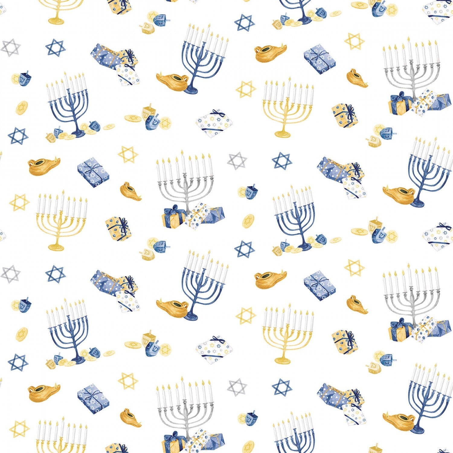 Hanukkah 5 inch Fabric Squares, Charm Pack, Hanukkah Nights, 42 Fabric Squares Total, Riley Blake