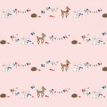 Christmas Pink Yardage, Pixie Noel 2, Deer, Bunnies, Animals, Riley Blake, Fabric Yardage