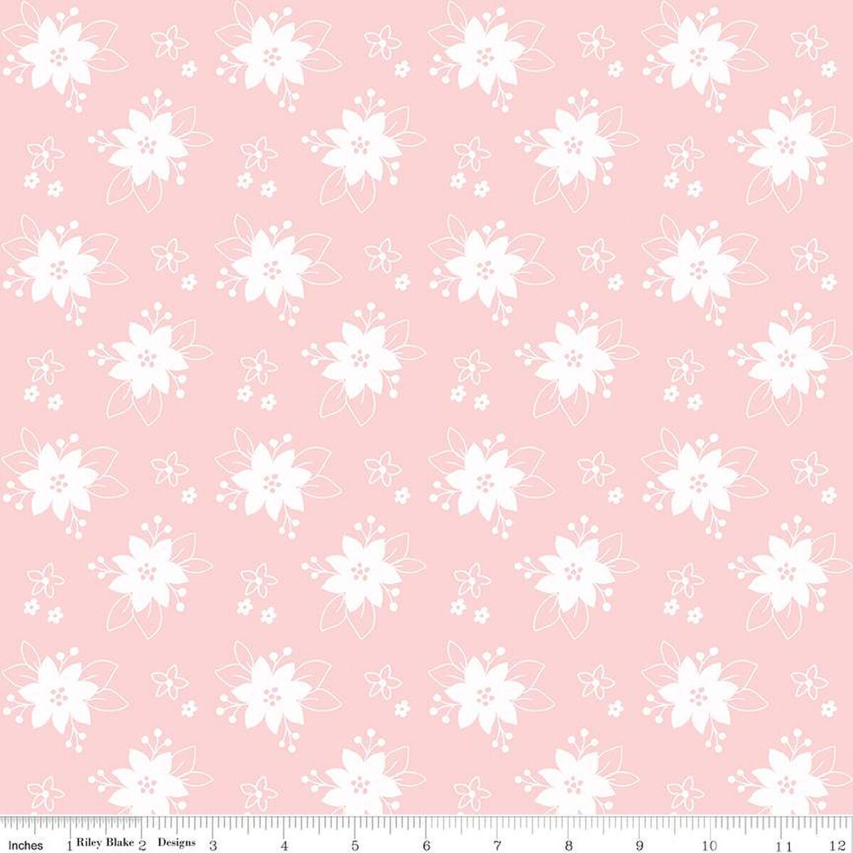 Pink Floral Yardage, Pixie Noel 2, Christmas Pink Yardage, Riley Blake, Fabric Yardage