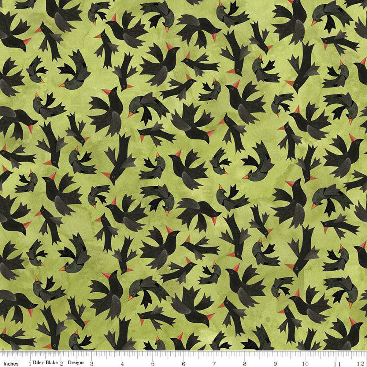 Halloween Green Bird Yardage, Halloween Whimsy, Riley Blake, Fabric Yardage