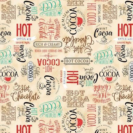 Cocoa Hot Chocolate Fabric Squares, Cocoa Sweet, Wilmington Prints, 5 inches, 42 squares